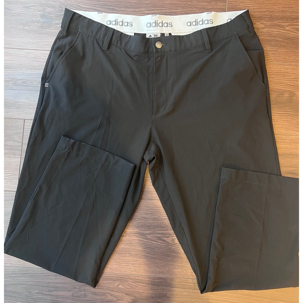 Adidas Golf Ultimate365 Pants Mens 38x30 Black Flat Front Performance Trousers